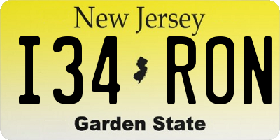 NJ license plate I34RON