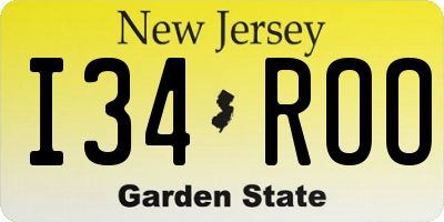 NJ license plate I34ROO