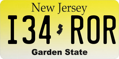 NJ license plate I34ROR