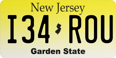 NJ license plate I34ROU