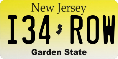 NJ license plate I34ROW