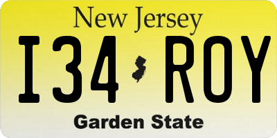 NJ license plate I34ROY