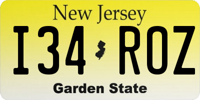 NJ license plate I34ROZ