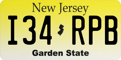 NJ license plate I34RPB