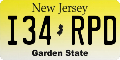 NJ license plate I34RPD