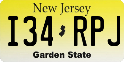 NJ license plate I34RPJ