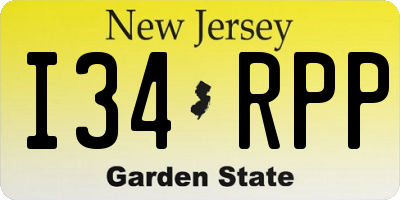 NJ license plate I34RPP