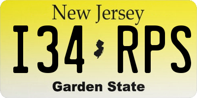 NJ license plate I34RPS