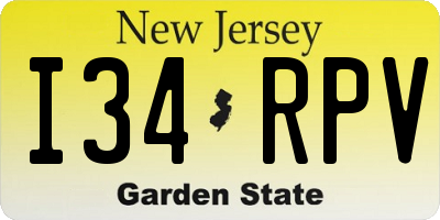 NJ license plate I34RPV