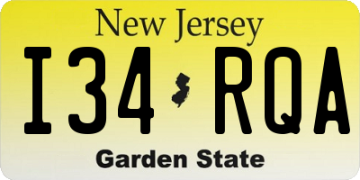 NJ license plate I34RQA