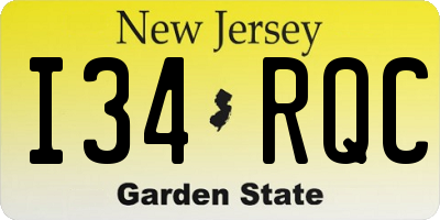 NJ license plate I34RQC