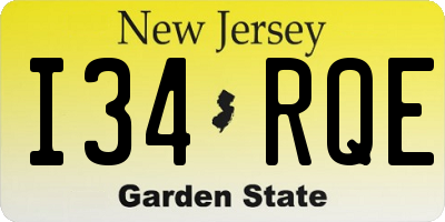 NJ license plate I34RQE