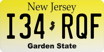NJ license plate I34RQF