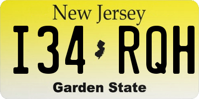 NJ license plate I34RQH