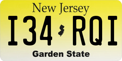NJ license plate I34RQI