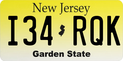 NJ license plate I34RQK