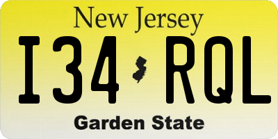 NJ license plate I34RQL
