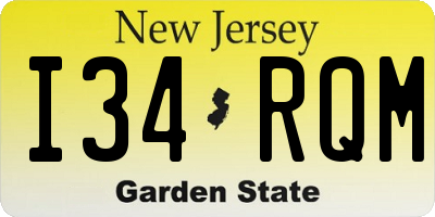 NJ license plate I34RQM