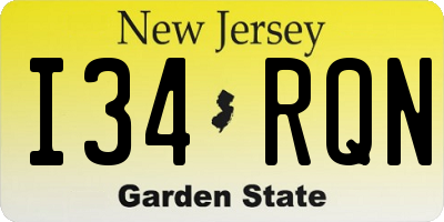 NJ license plate I34RQN