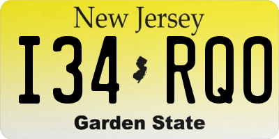 NJ license plate I34RQO