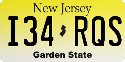 NJ license plate I34RQS