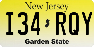 NJ license plate I34RQY