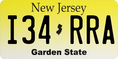 NJ license plate I34RRA