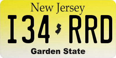 NJ license plate I34RRD