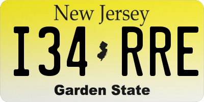NJ license plate I34RRE