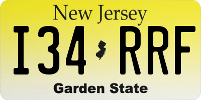NJ license plate I34RRF