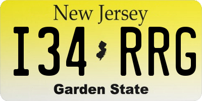 NJ license plate I34RRG