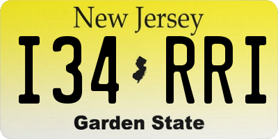 NJ license plate I34RRI