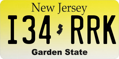 NJ license plate I34RRK