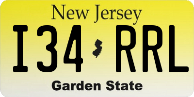 NJ license plate I34RRL