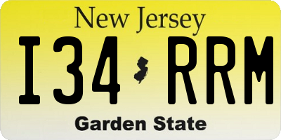 NJ license plate I34RRM