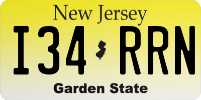 NJ license plate I34RRN