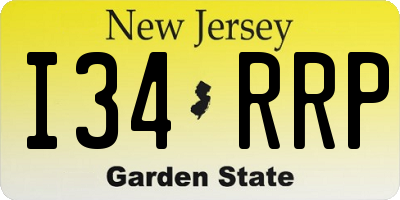 NJ license plate I34RRP