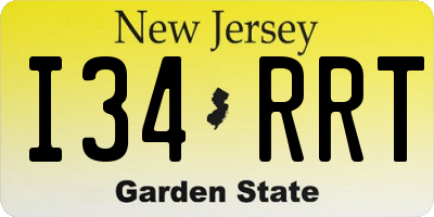 NJ license plate I34RRT