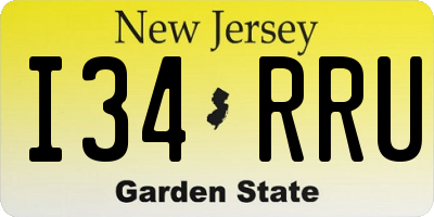 NJ license plate I34RRU