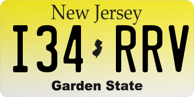 NJ license plate I34RRV