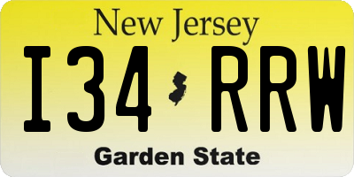 NJ license plate I34RRW