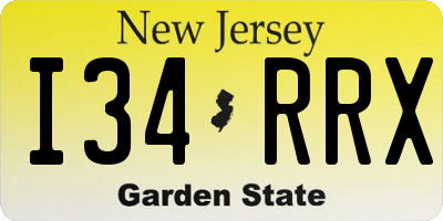 NJ license plate I34RRX