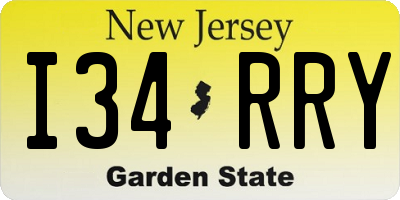 NJ license plate I34RRY