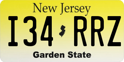 NJ license plate I34RRZ