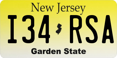 NJ license plate I34RSA
