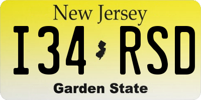 NJ license plate I34RSD