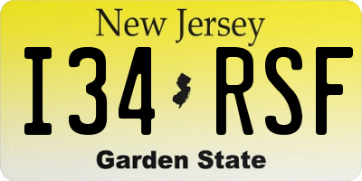 NJ license plate I34RSF