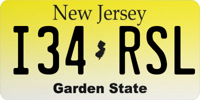 NJ license plate I34RSL