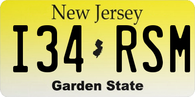 NJ license plate I34RSM