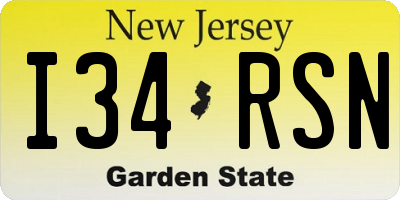 NJ license plate I34RSN
